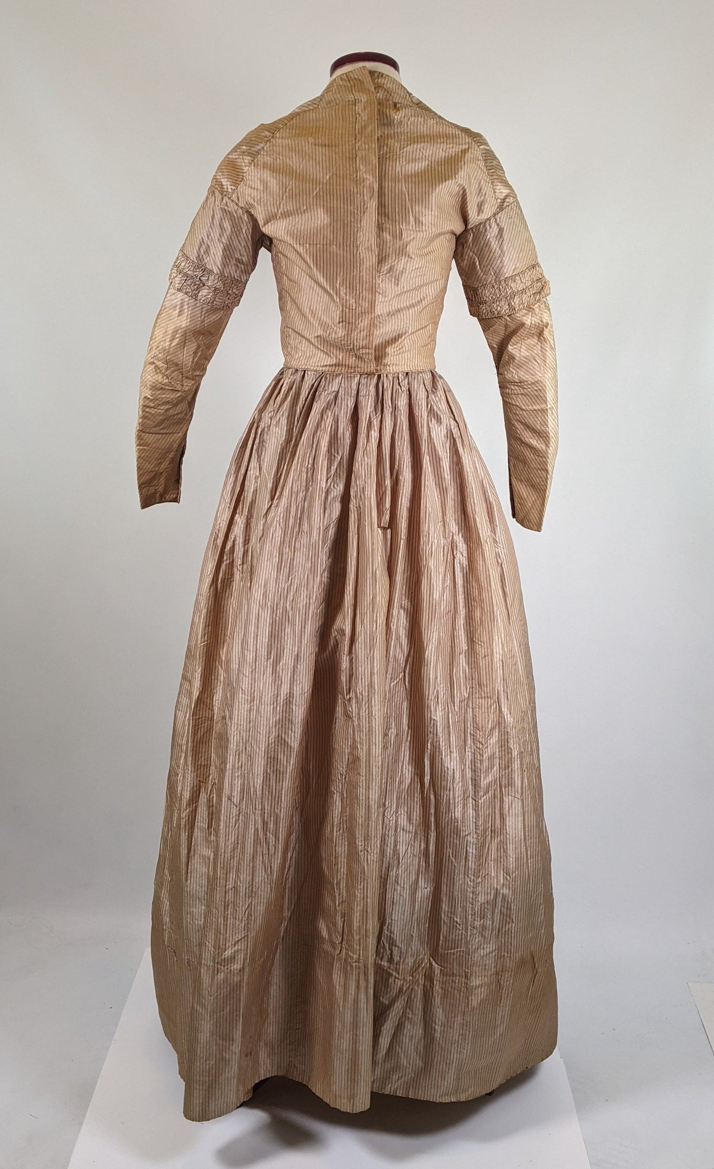 1840s Champagne Silk Gown