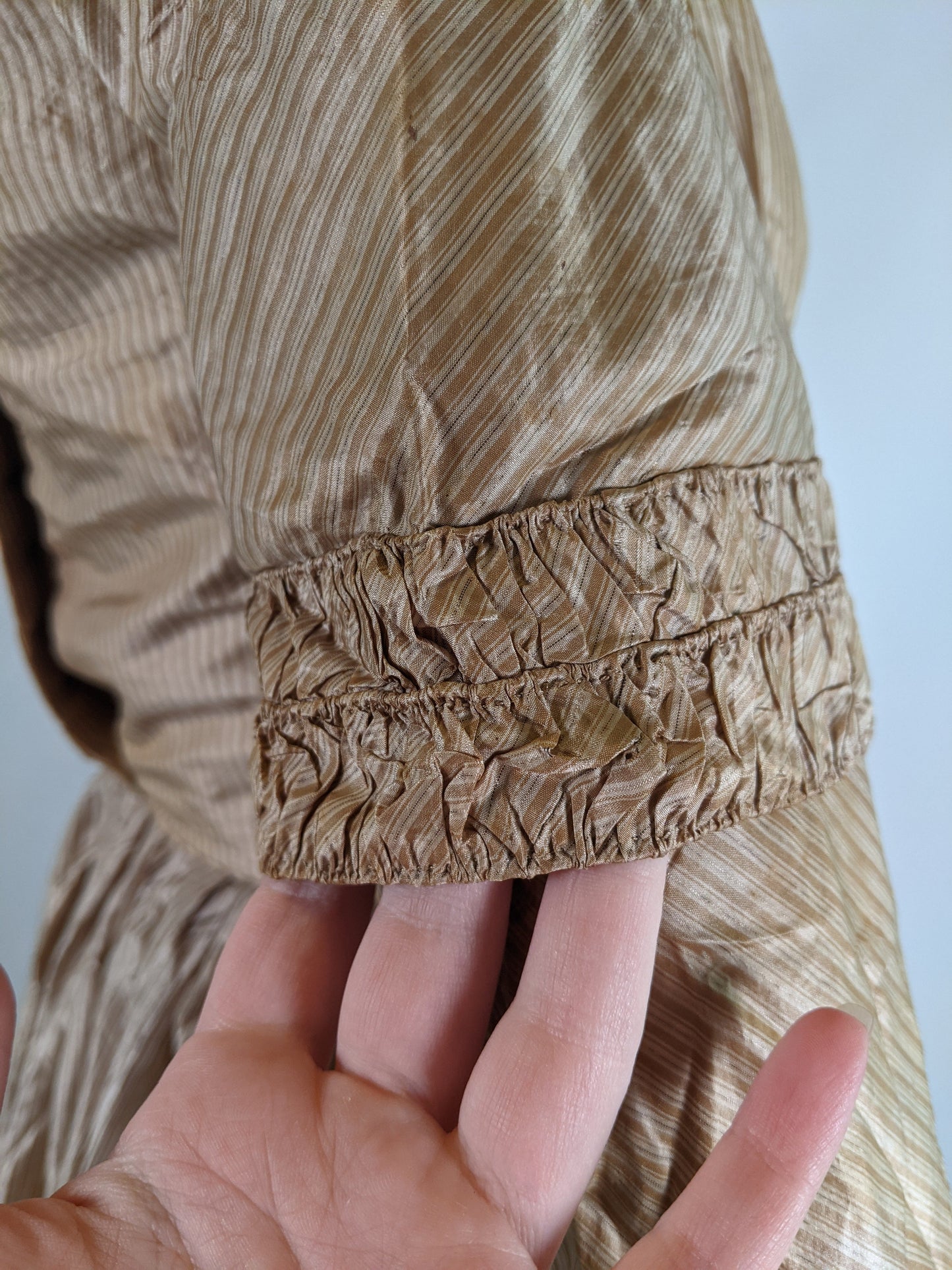 1840s Champagne Silk Gown