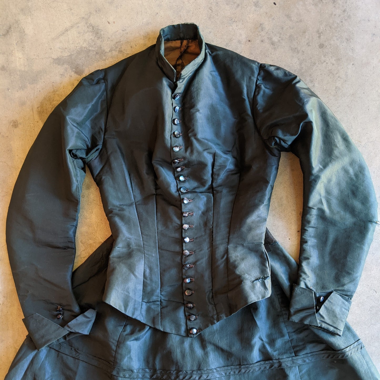 RESERVED LISTING | Green 1870s to 1900s Altered Dress