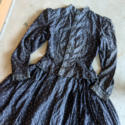1890s Indigo Calico Dress