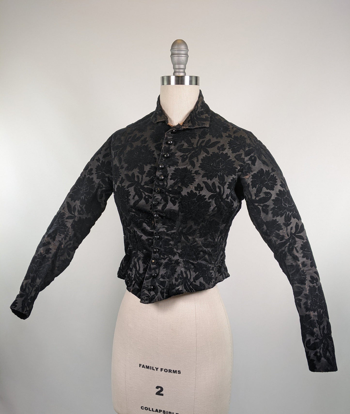 1880s Black Brocade Bodice