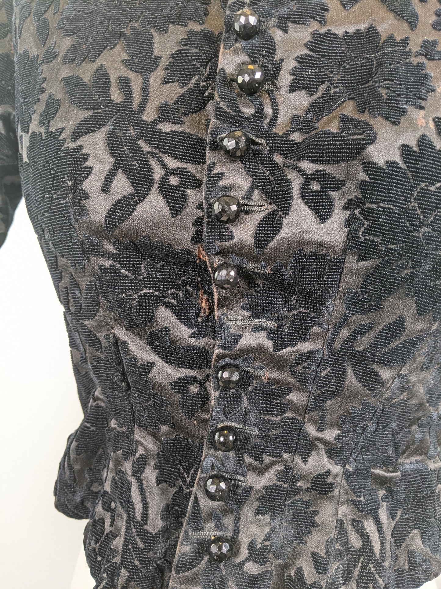 1880s Black Brocade Bodice