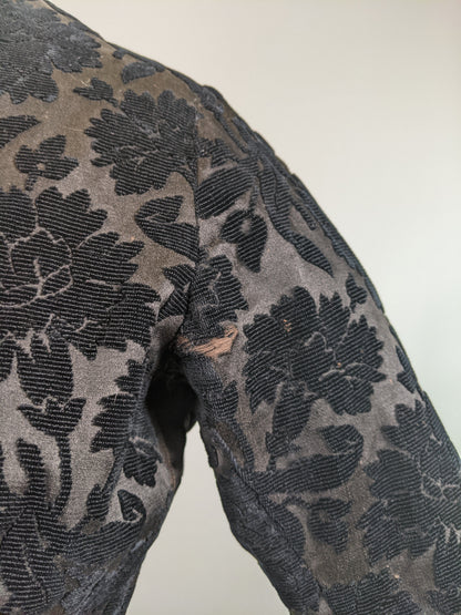 1880s Black Brocade Bodice