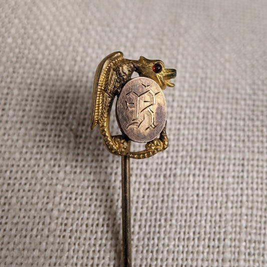 Engraved "R" Dragon Stick Pin