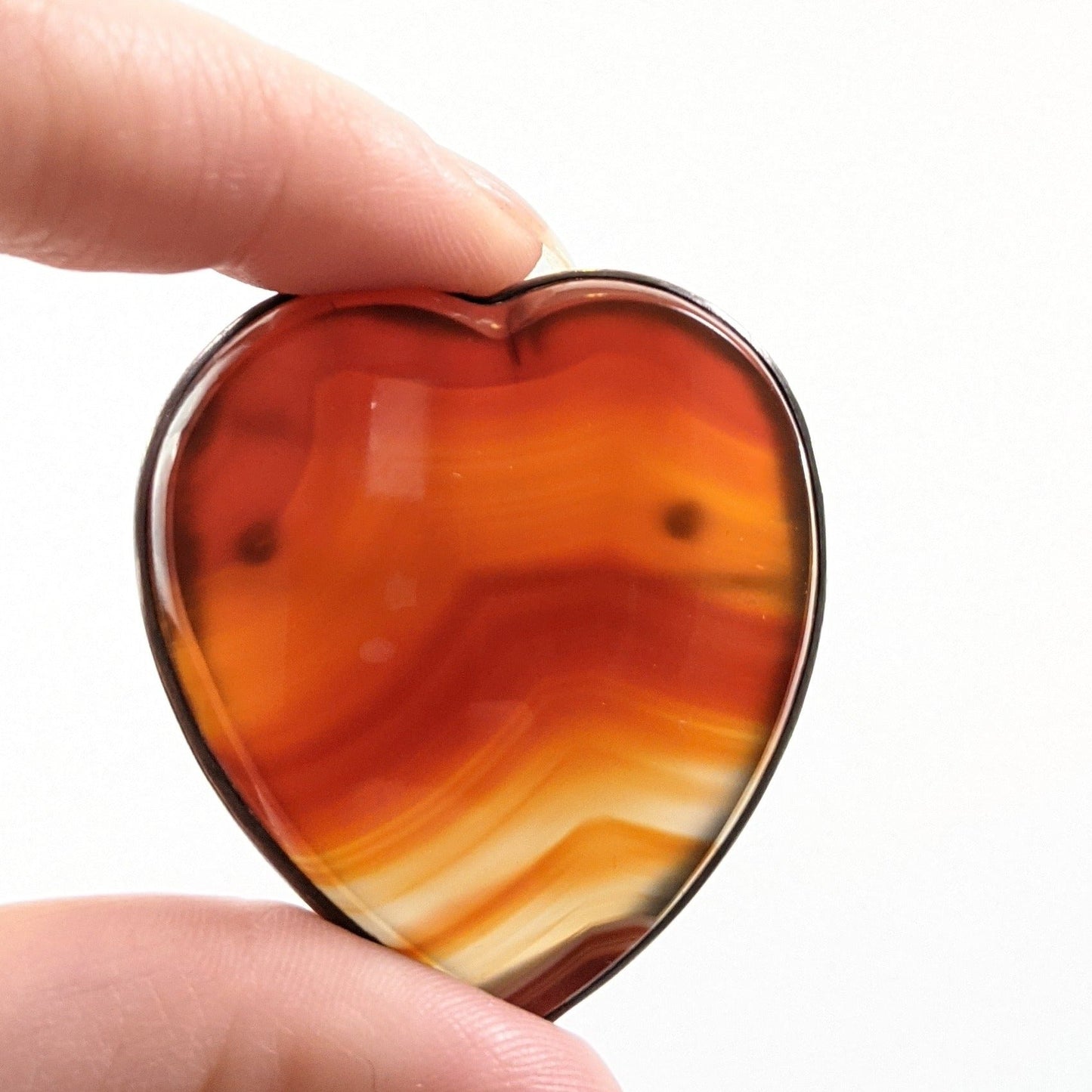 19th C Scottish Carnelian Agate Heart Brooch