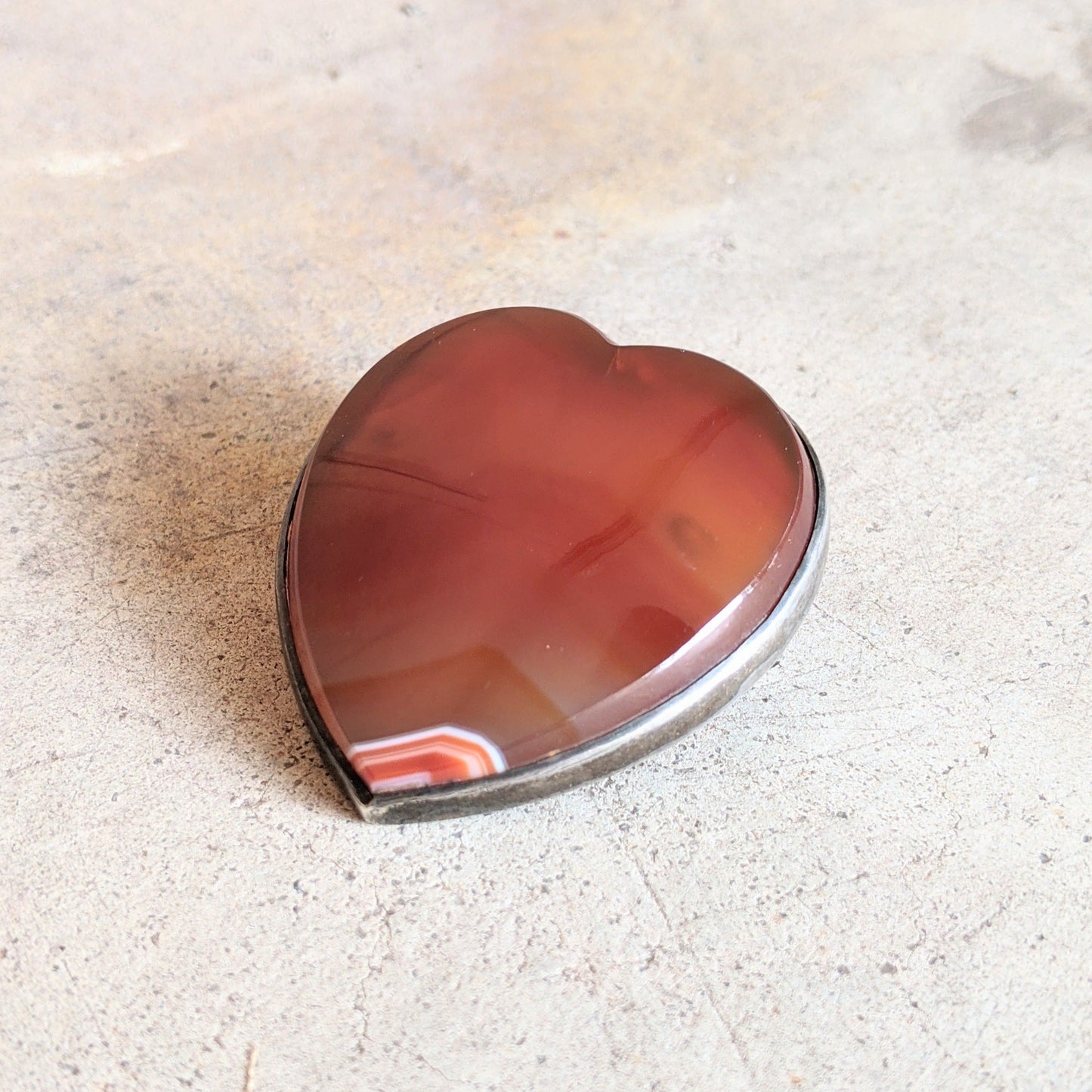 19th C Scottish Carnelian Agate Heart Brooch