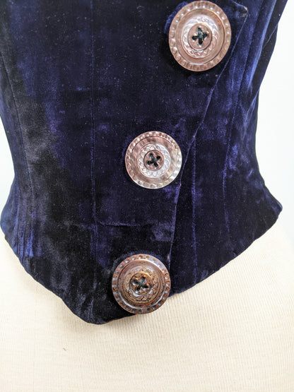 1880s Velvet Bodice or Waistcoat