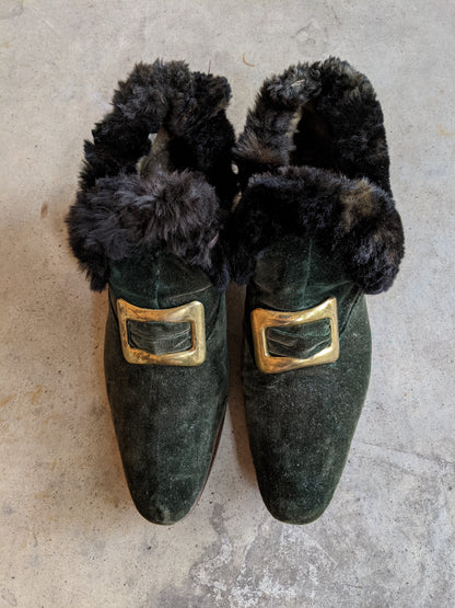 1890s-1900s Green Slippers
