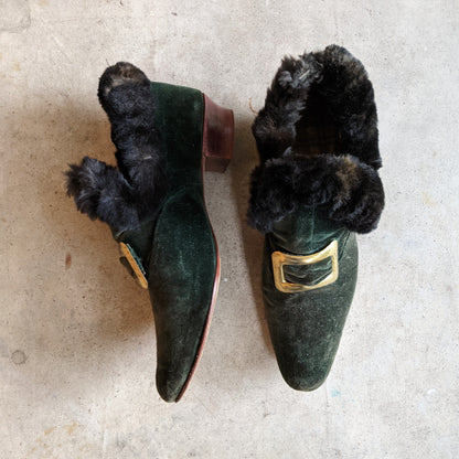 1890s-1900s Green Slippers