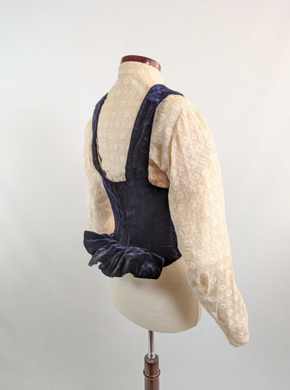 1880s Velvet Bodice or Waistcoat