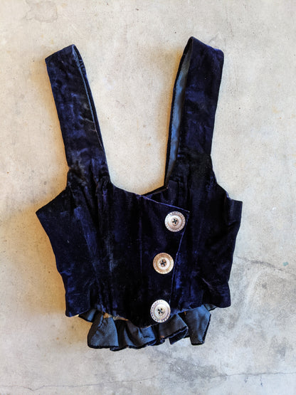 1880s Velvet Bodice or Waistcoat