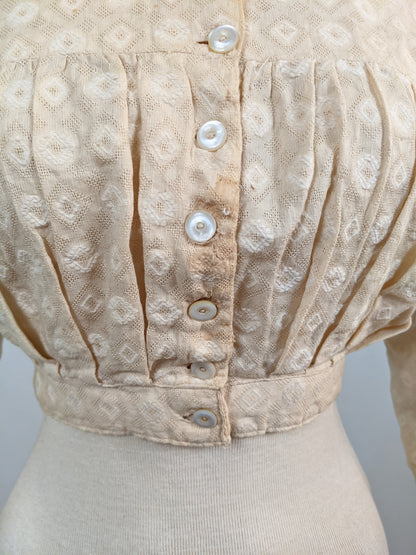 1870s-80s Cotton Shirtwaist