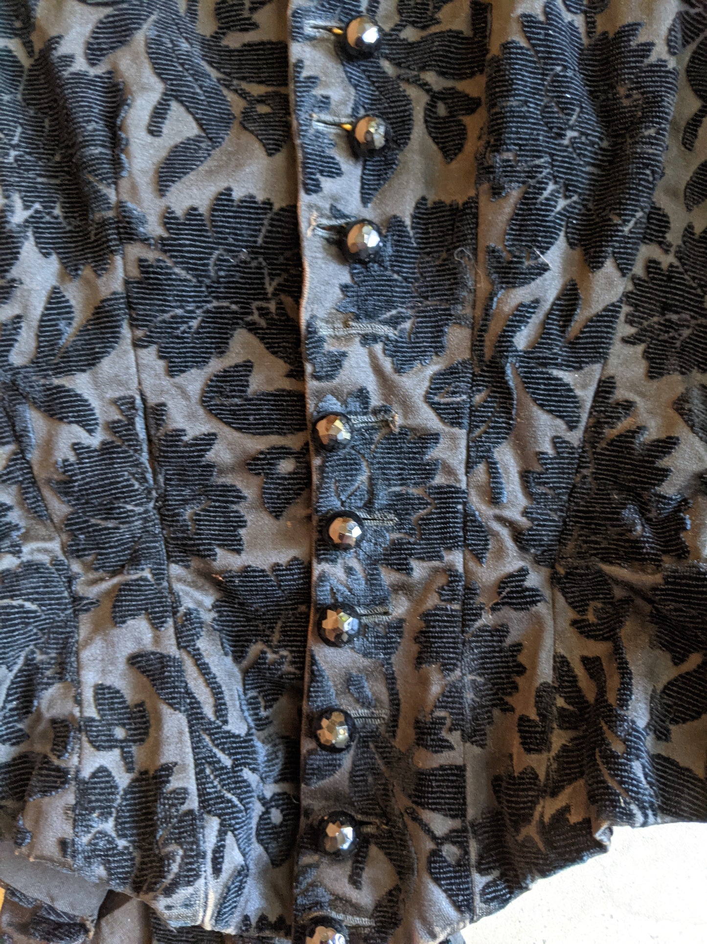 1880s Black Brocade Bodice