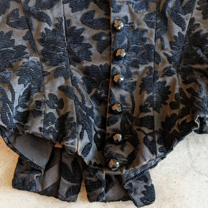 1880s Black Brocade Bodice