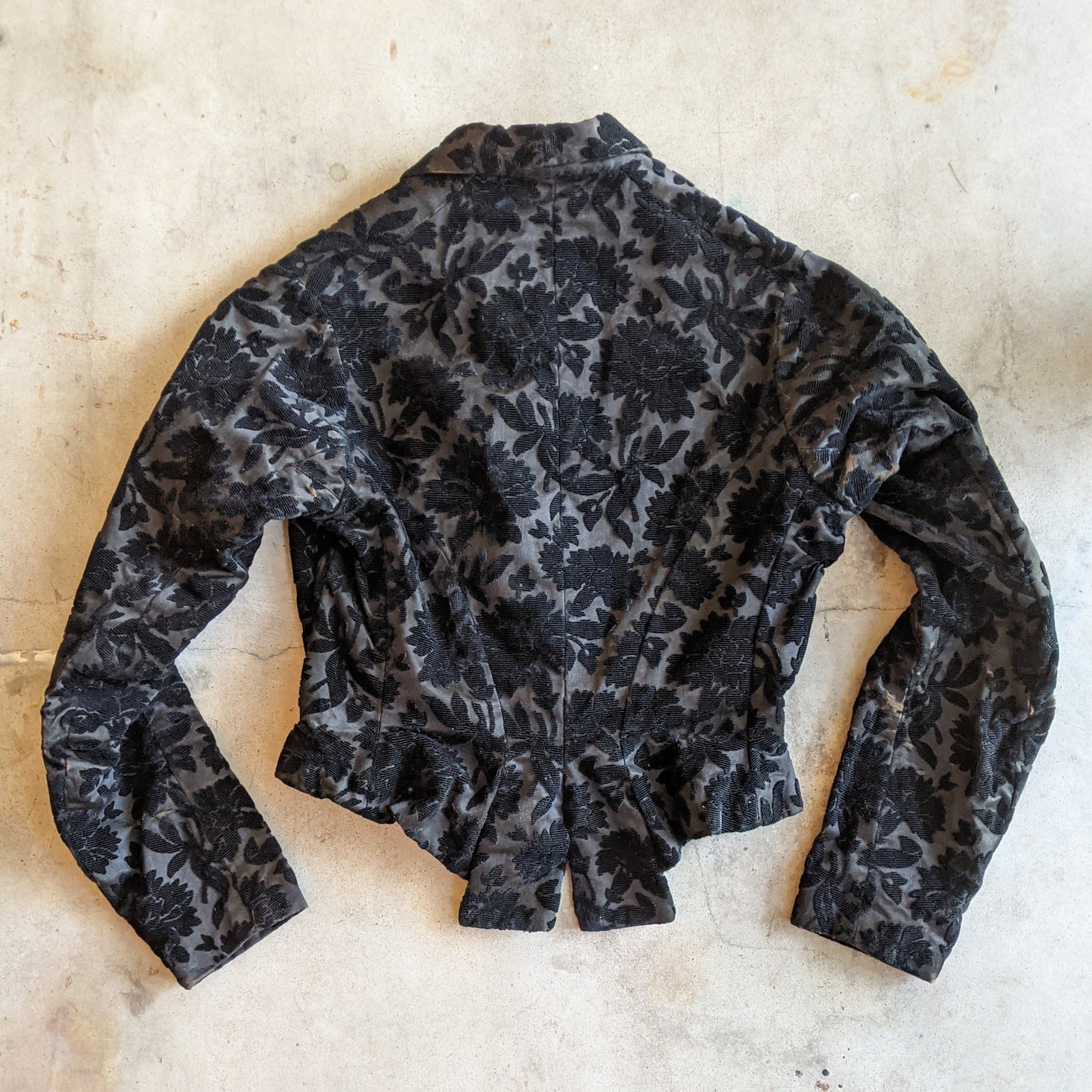1880s Black Brocade Bodice