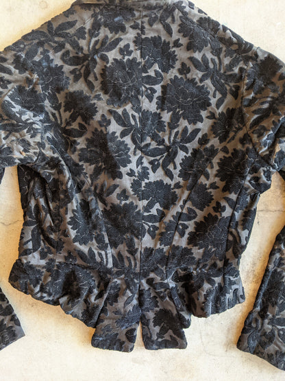 1880s Black Brocade Bodice