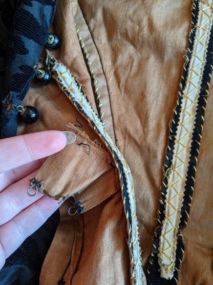 1880s Black Brocade Bodice