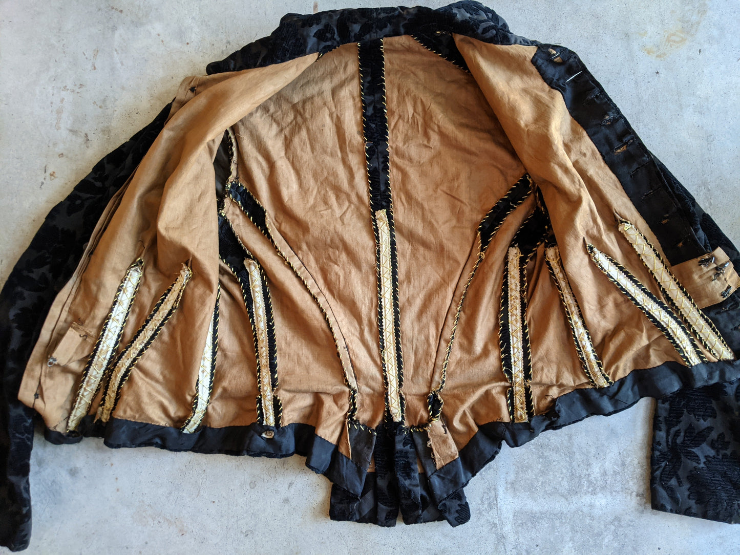 1880s Black Brocade Bodice