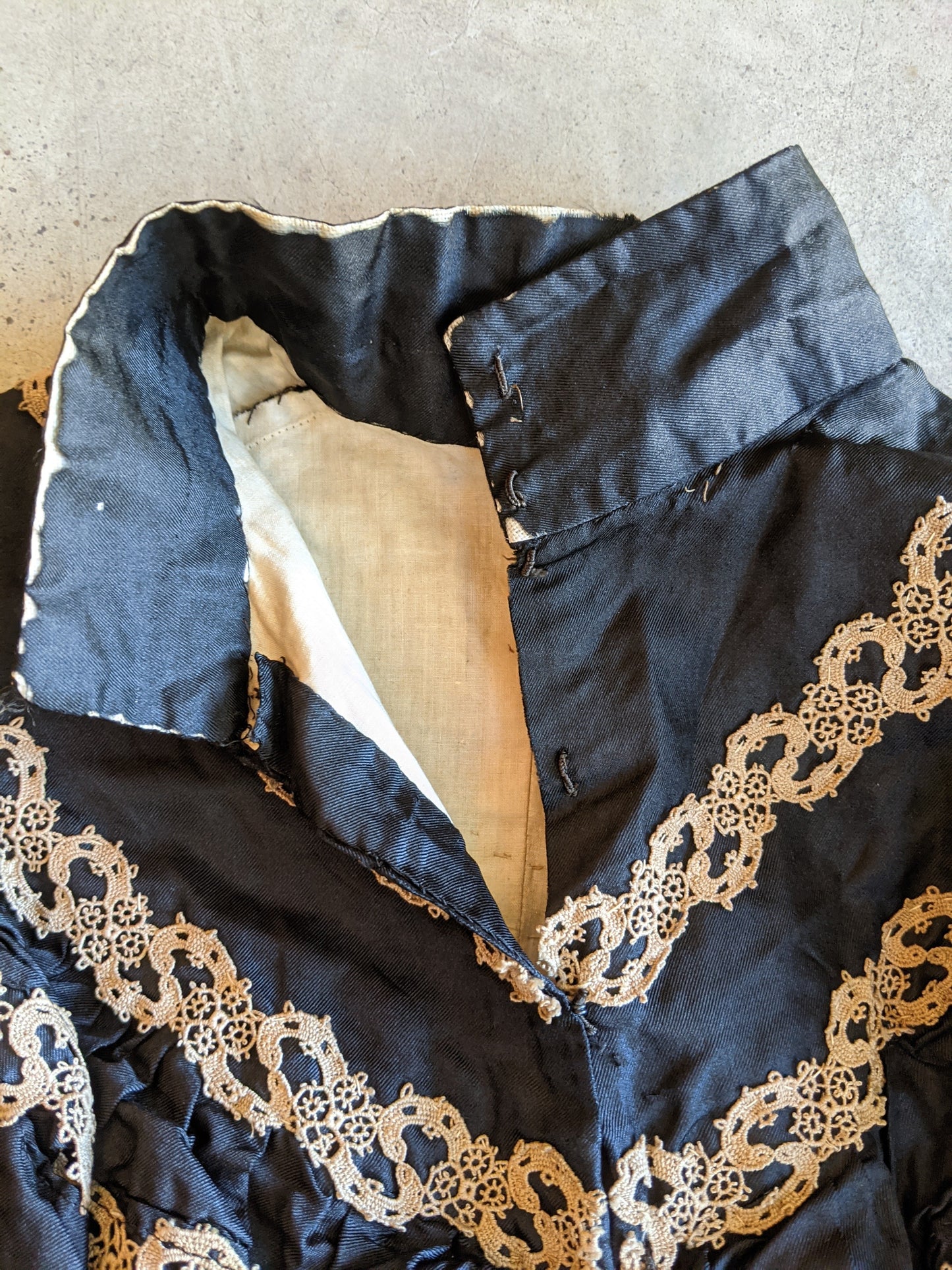 1890s Black Silk Tea Gown or Wrapper