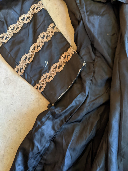 1890s Black Silk Tea Gown or Wrapper