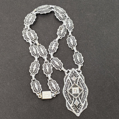 Art Deco Rhodium Plated Necklace