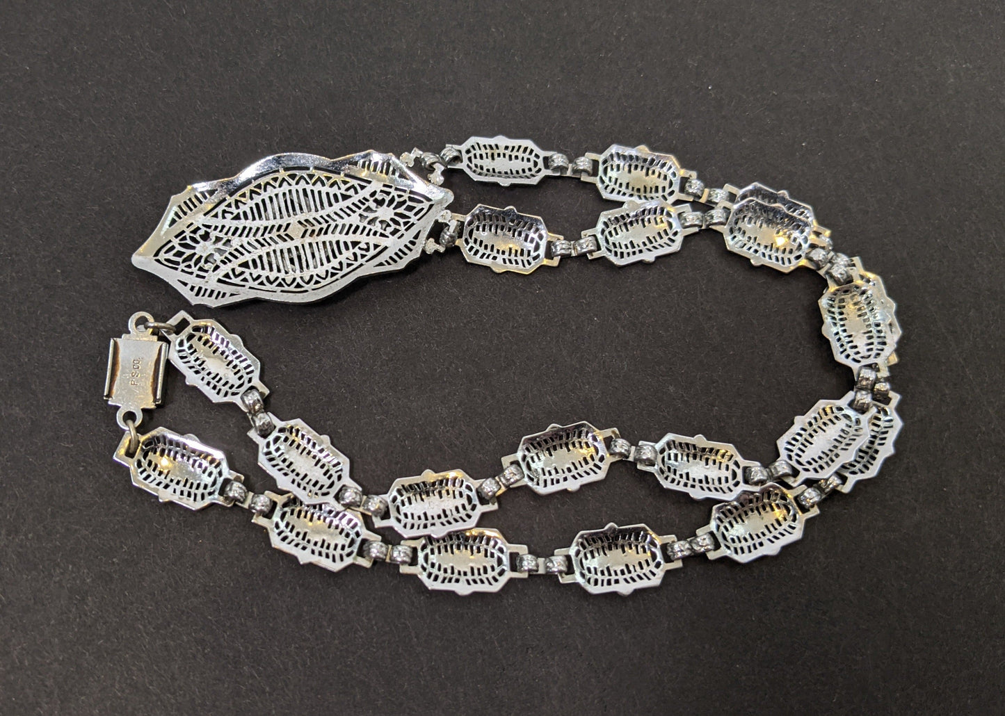 Art Deco Rhodium Plated Necklace