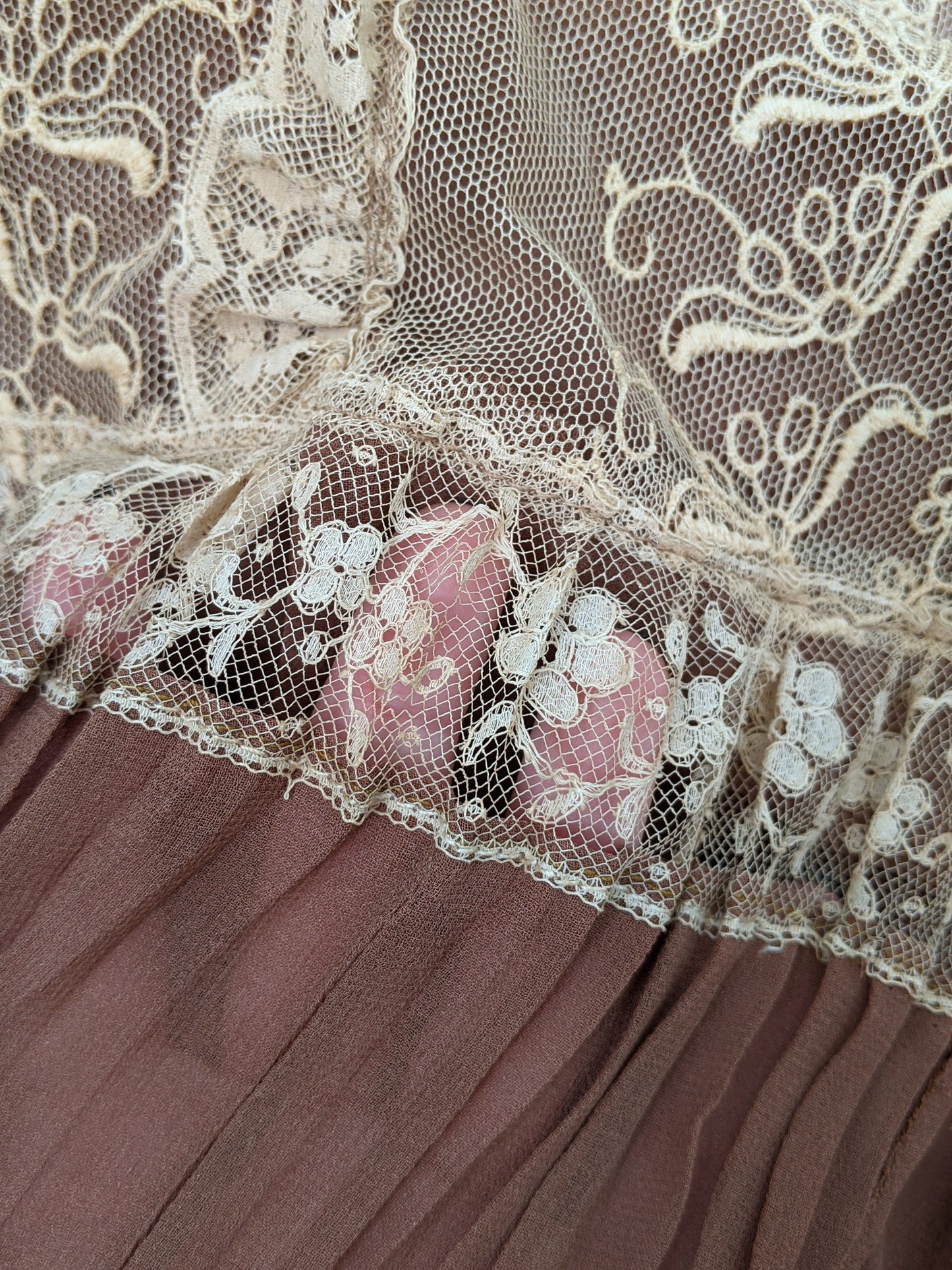 1920s Sheer Silk + Lace Dress