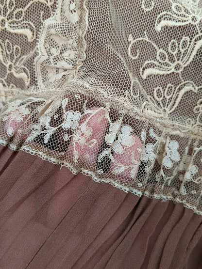 1920s Sheer Silk + Lace Dress