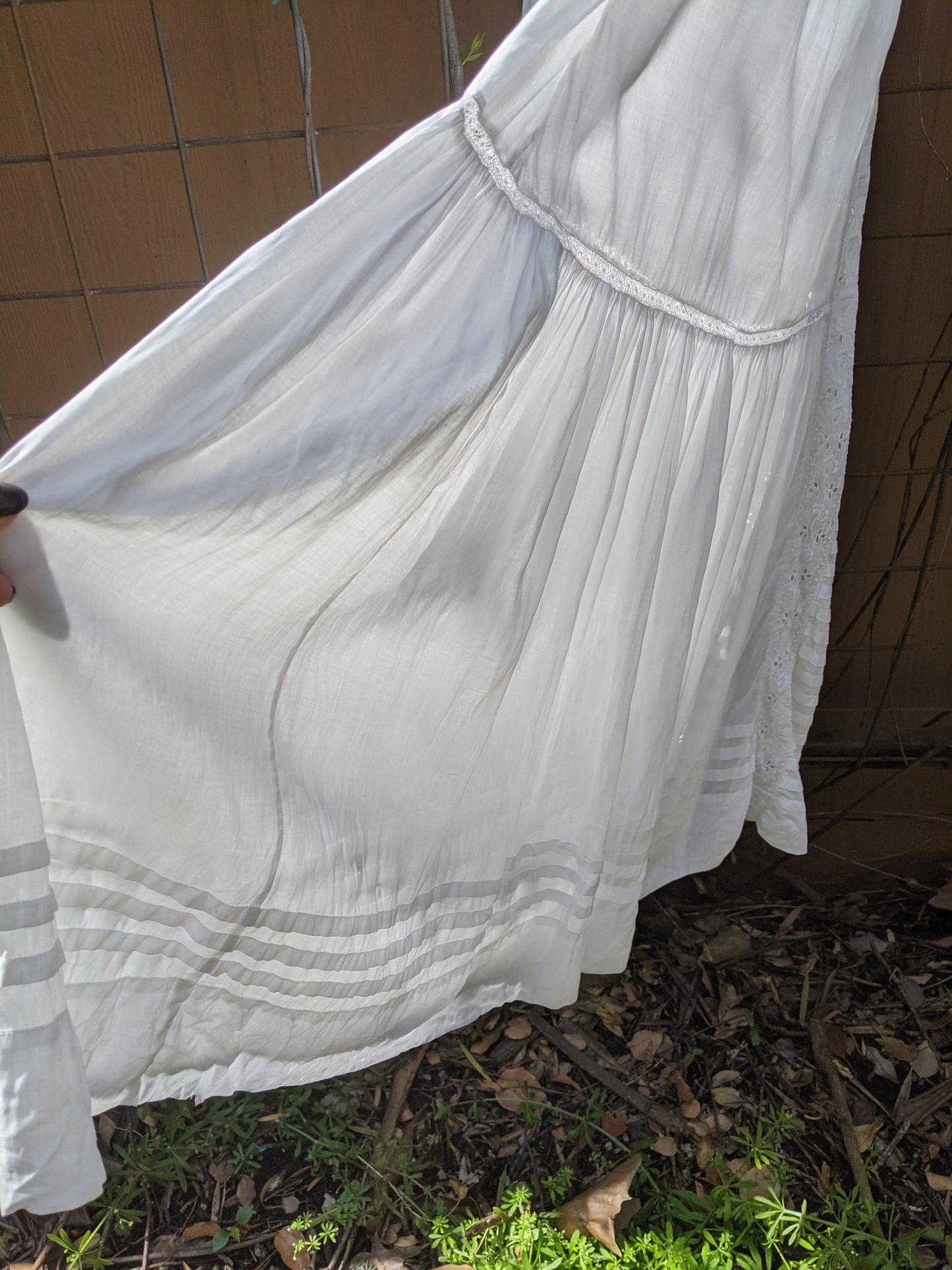 1910s White Cotton Lingerie Dress