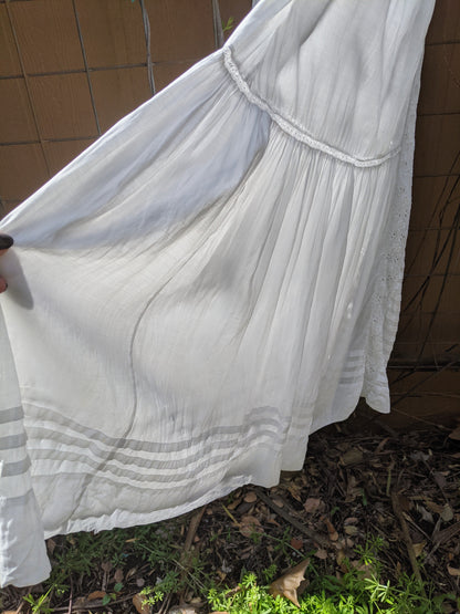 1910s White Cotton Lingerie Dress