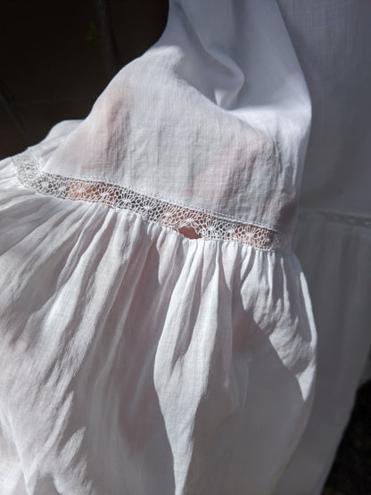 1910s White Cotton Lingerie Dress