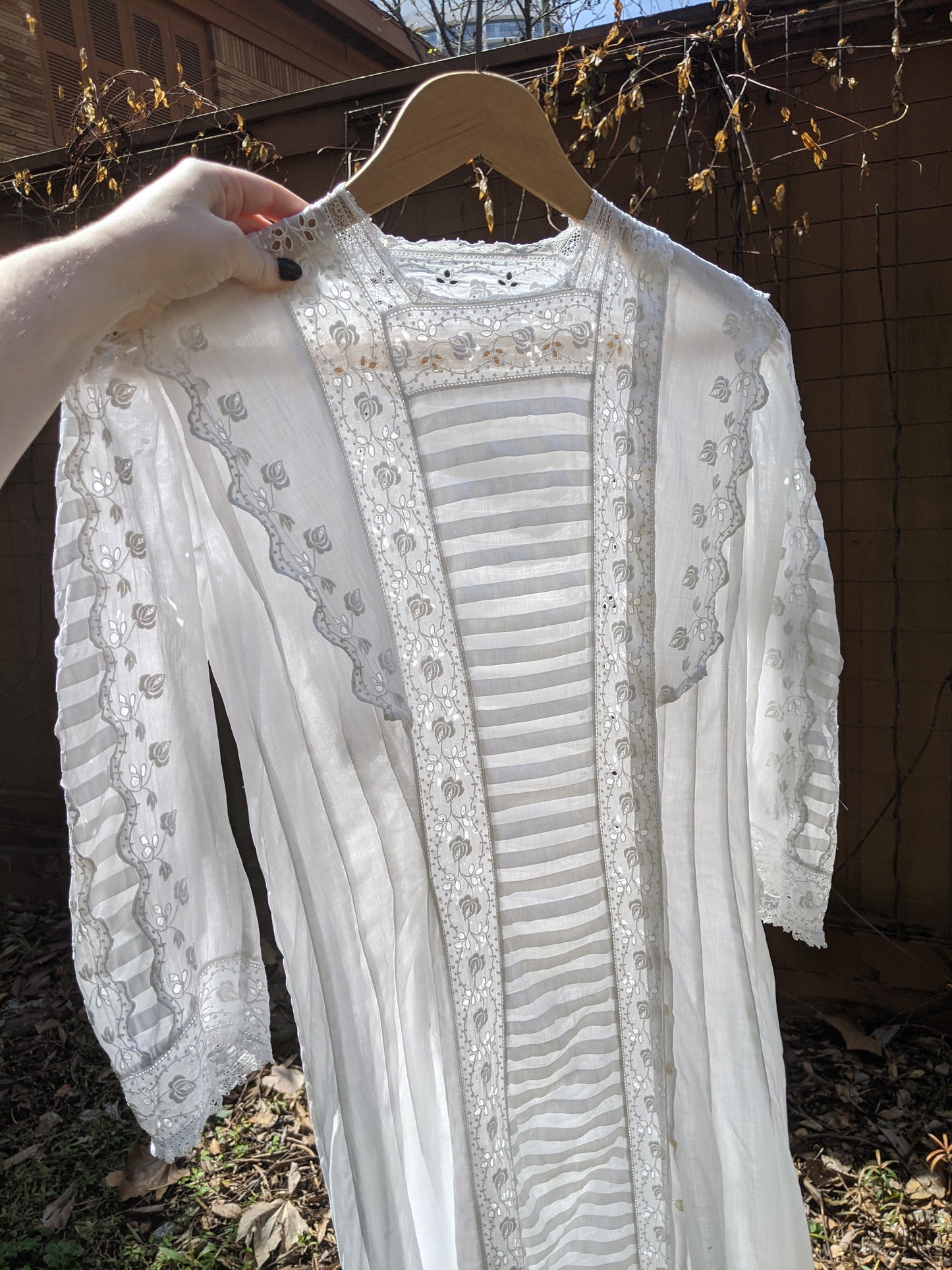 1910s White Cotton Lingerie Dress