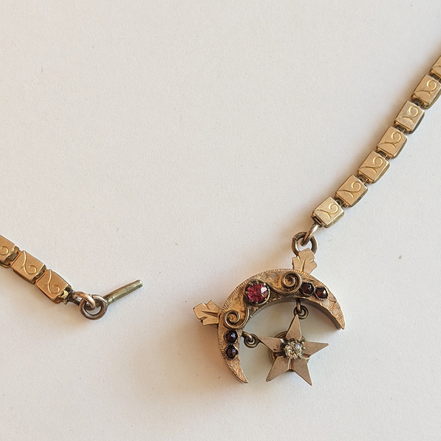 Late 19th C Book Chain Celestial Necklace