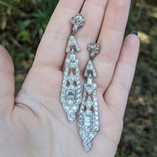 Art Deco Sterling Silver Chandelier Earrings