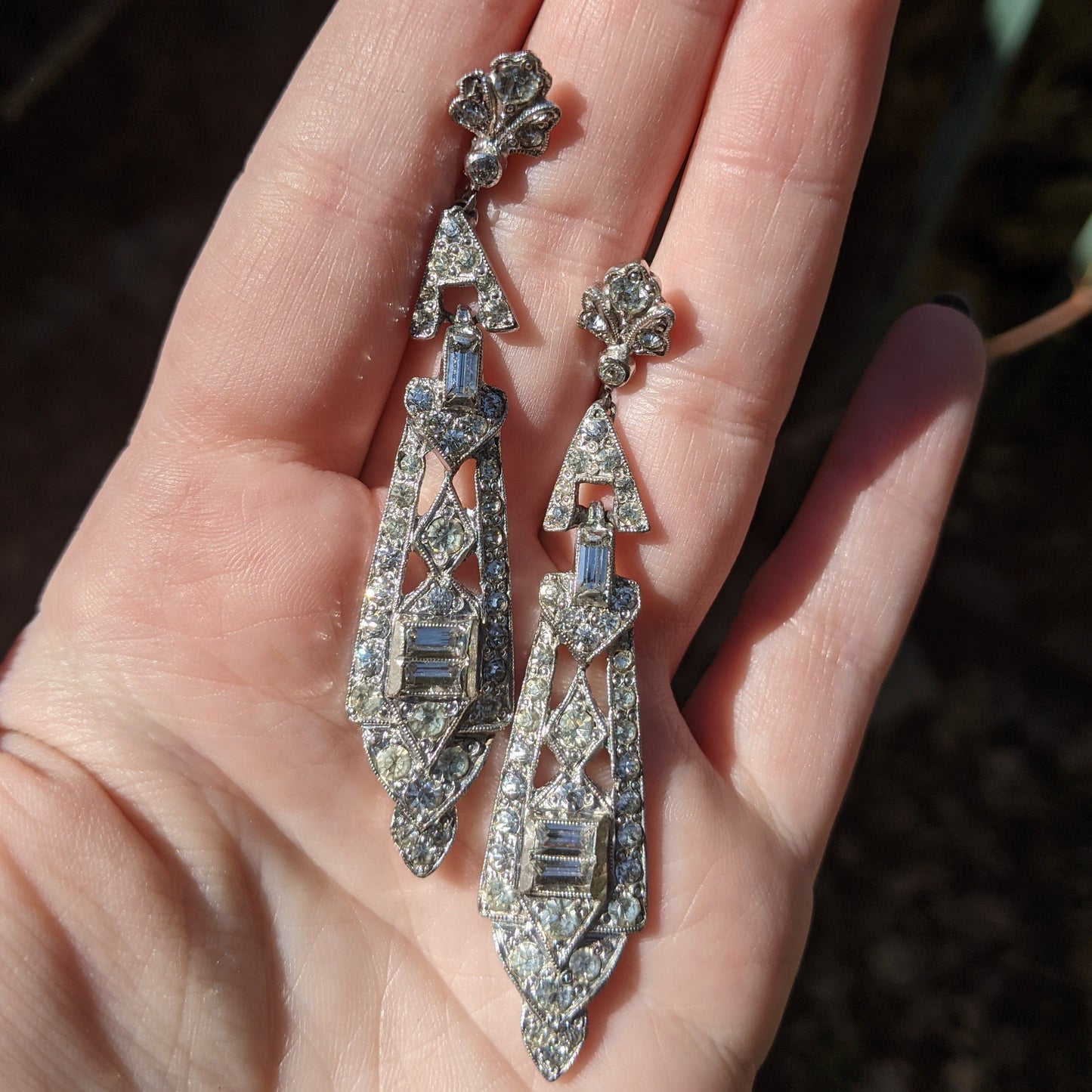 Art Deco Sterling Silver Chandelier Earrings