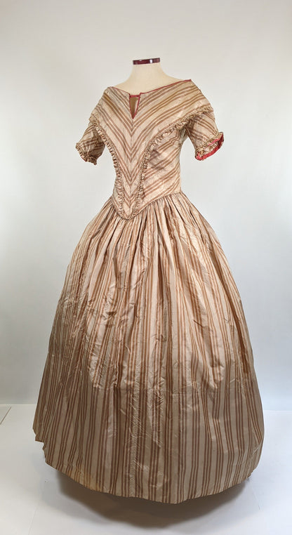 Romantic Era Gold Silk Evening Gown