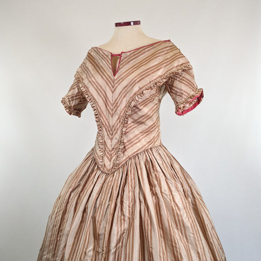 Romantic Era Gold Silk Evening Gown