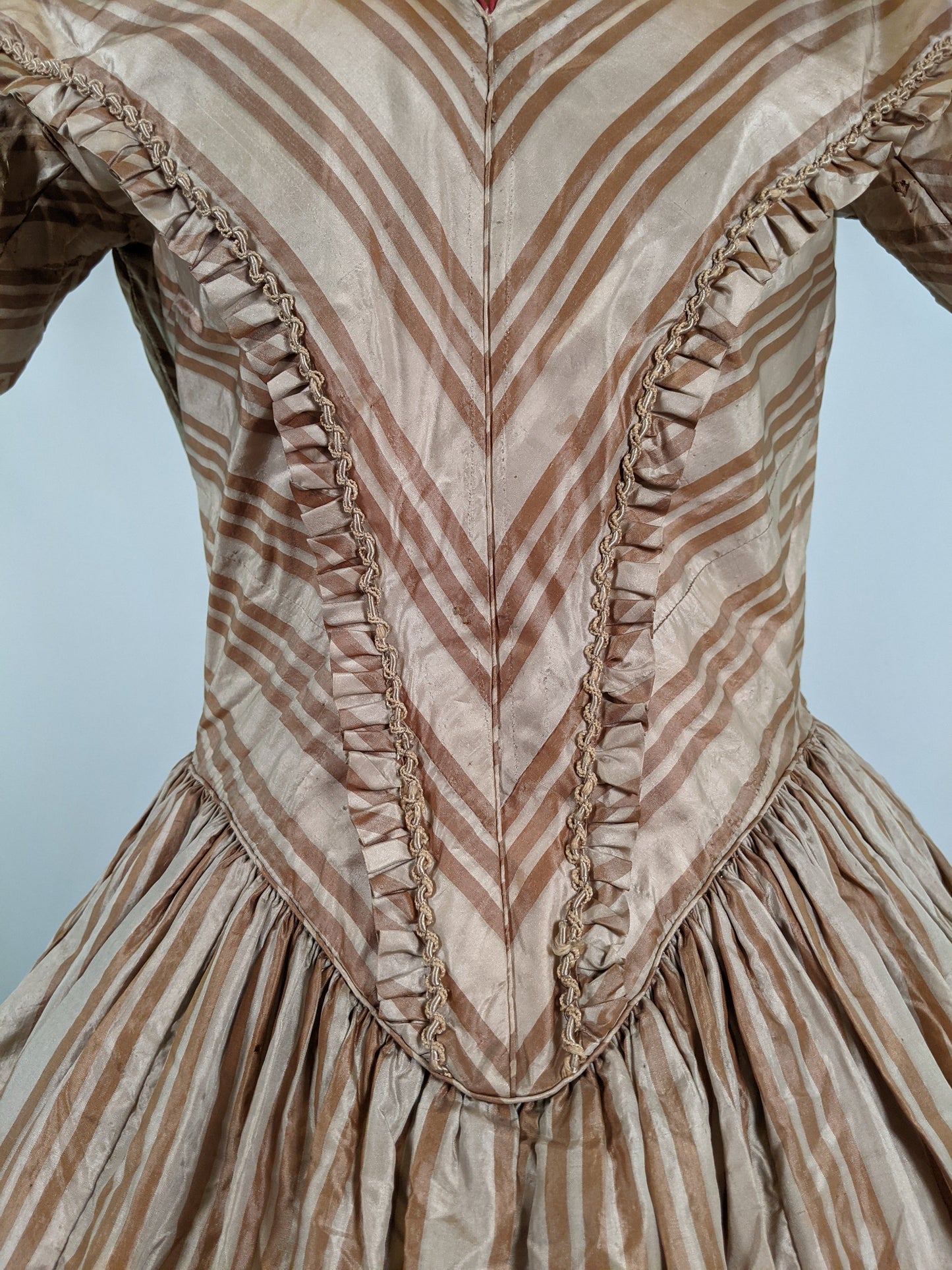Romantic Era Gold Silk Evening Gown