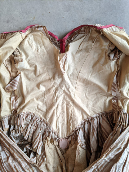 Romantic Era Gold Silk Evening Gown