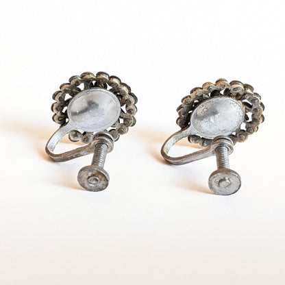 1890s-1900s Cut Steel Crescent Moon Earrings