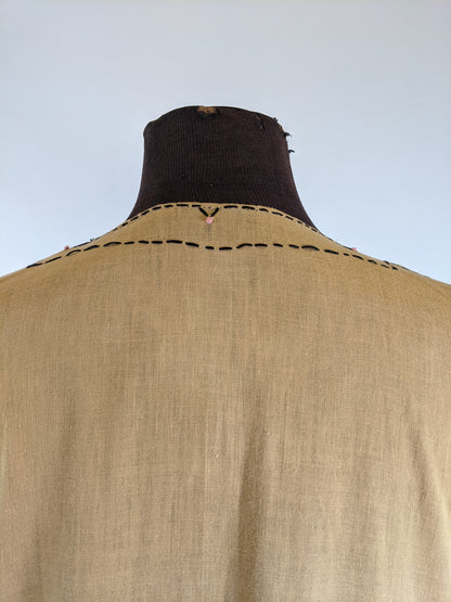 1920s Embroidered Handmade Dress | Sz L