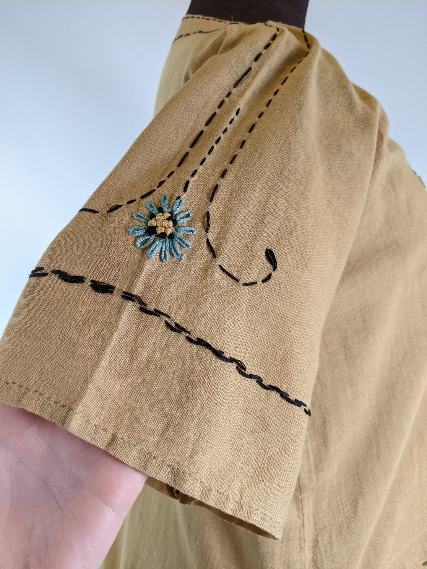 1920s Embroidered Handmade Dress | Sz L