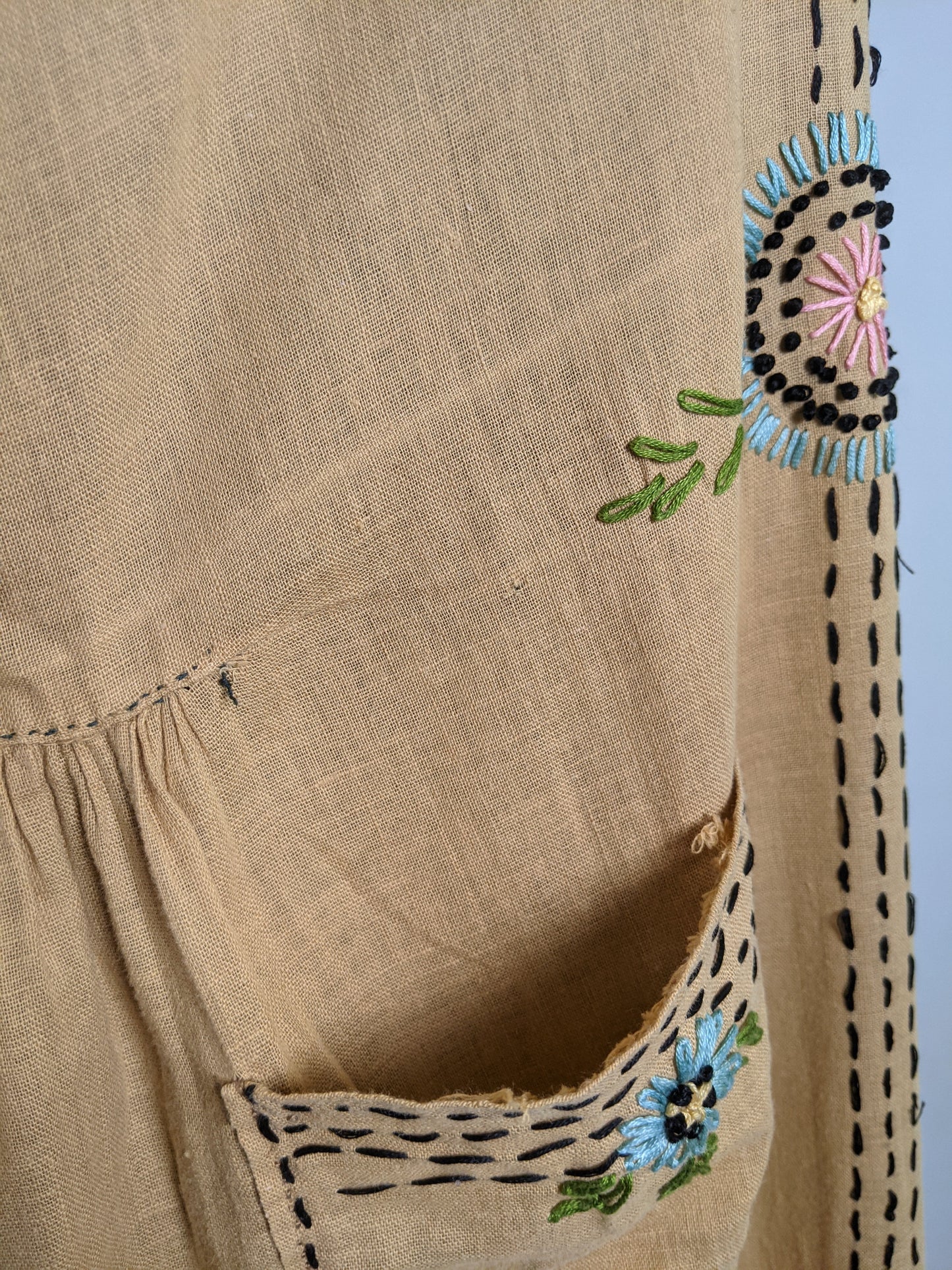 1920s Embroidered Handmade Dress | Sz L