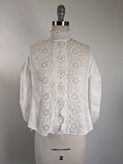 1900s White Lace Shirtwaist