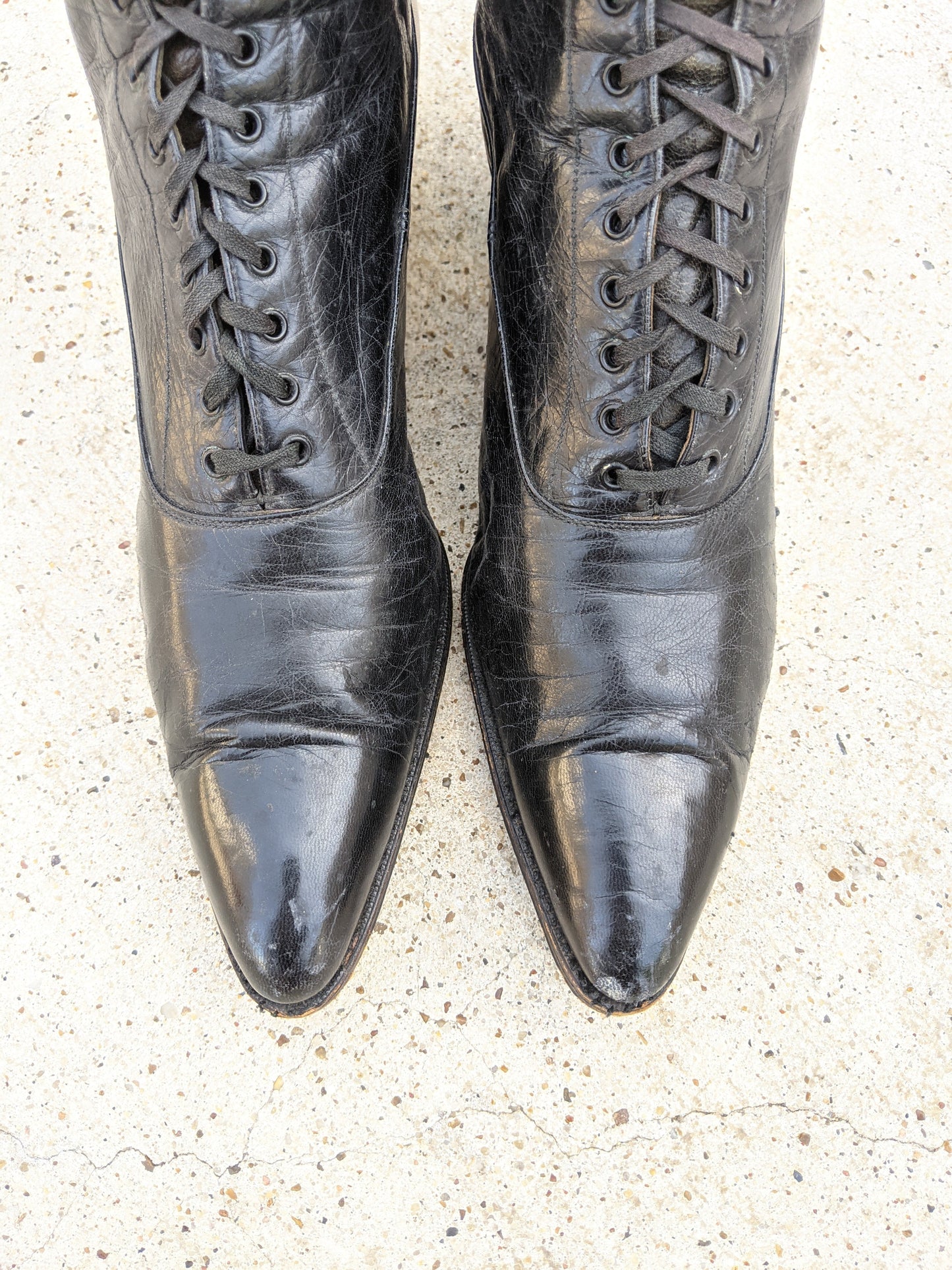 1910s-1920s Black Lace Up Boots | Approx Sz 7.5-8