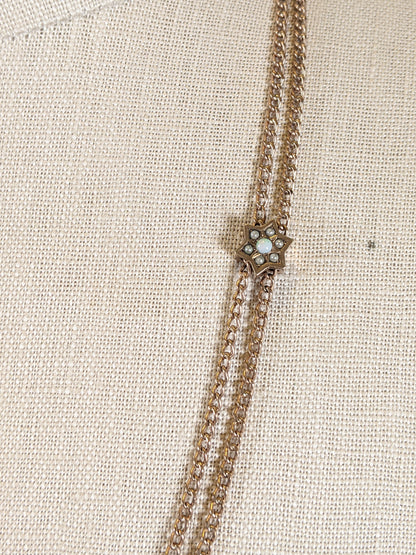 1890s-1900s Opal + Pearl Star Slide Chain