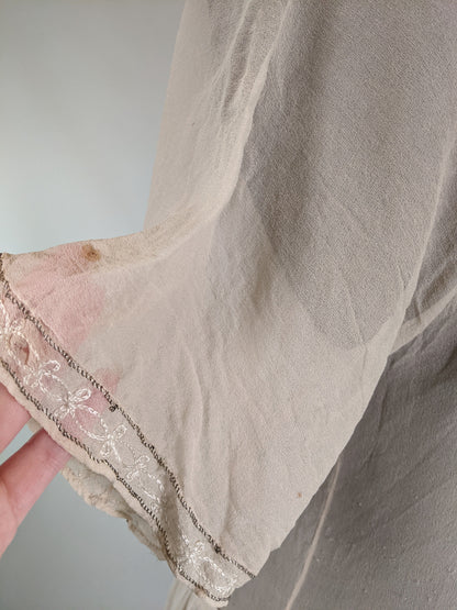 1920s Silk Chiffon Dress | Sz L