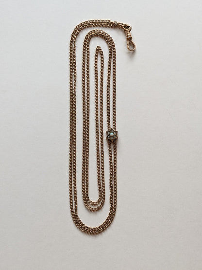 1890s-1900s Opal + Pearl Star Slide Chain