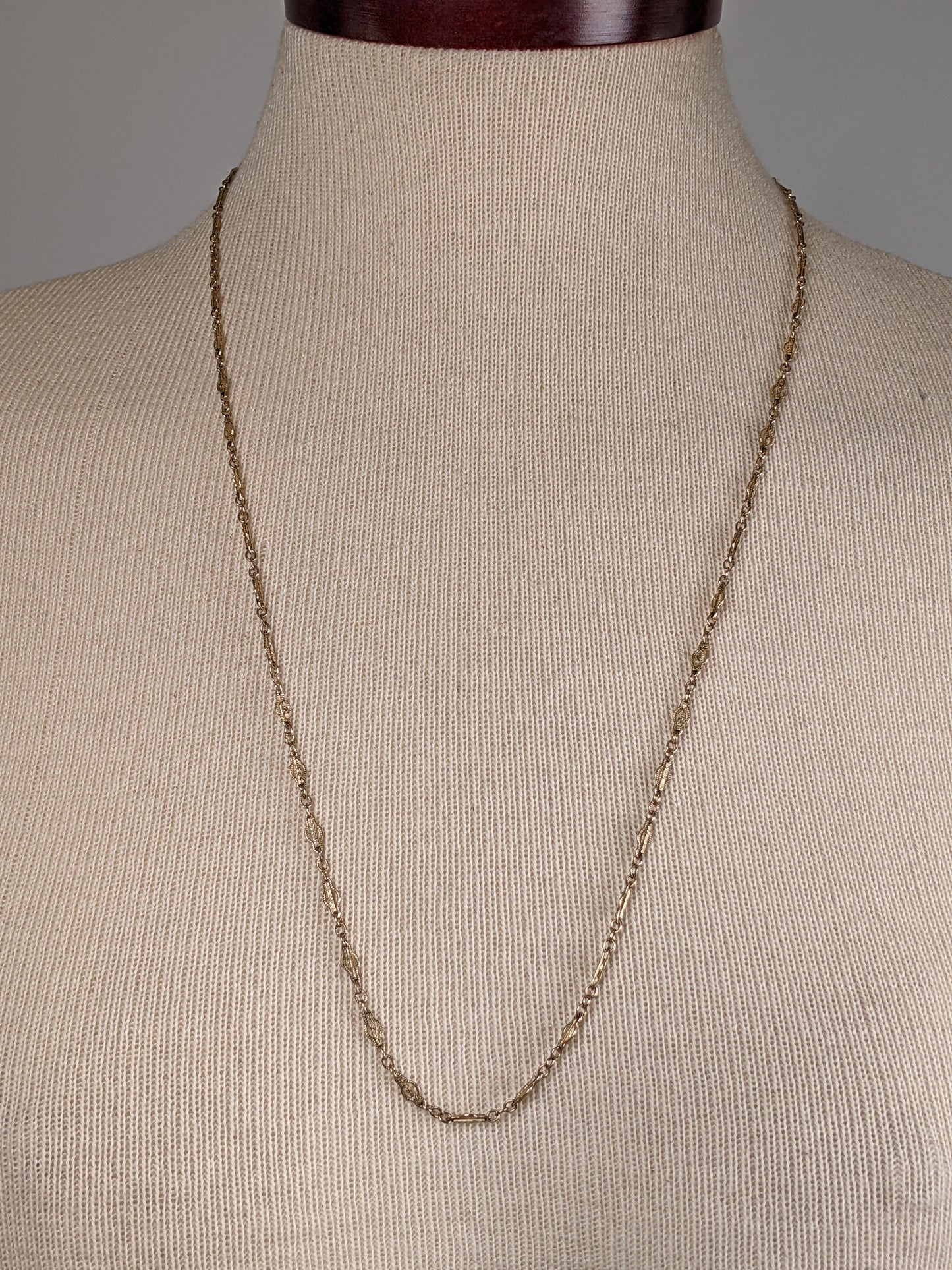 1910s-20s Quatrefoil Fancy Gold Filled Chain