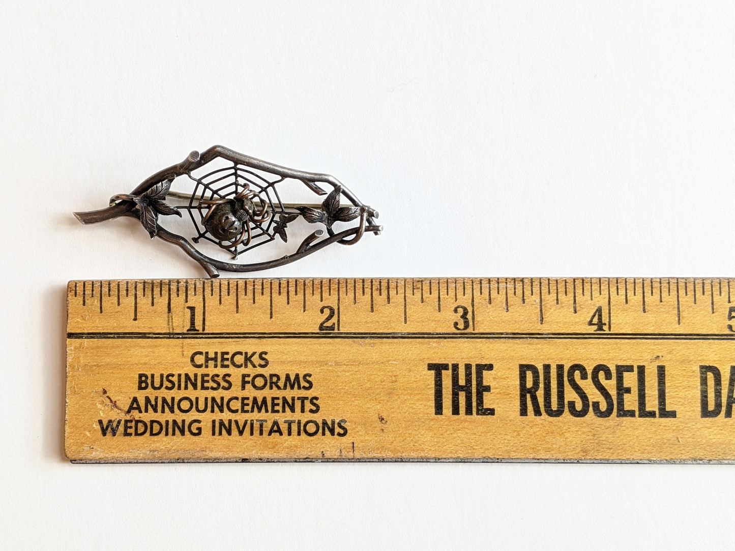 1890s Silver Spider in Web Brooch